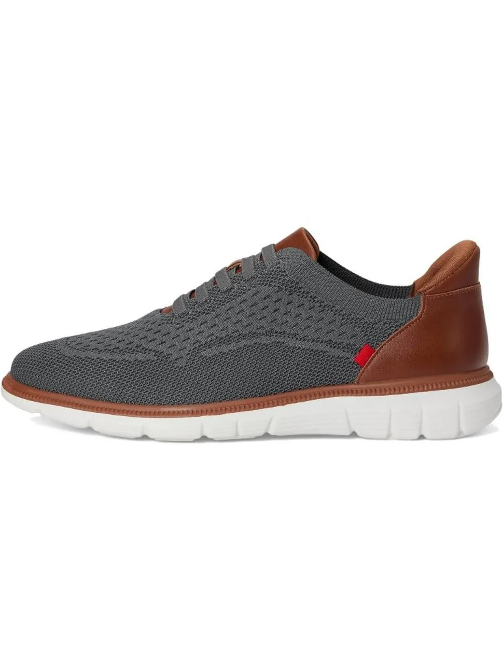 Marc Joseph Men's Grey Leather Slip On Round Toe Solid Comforts Oxfords Shoes